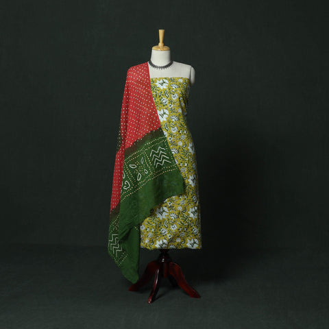 Sanganeri hand block print cotton 2pc unstitched dress