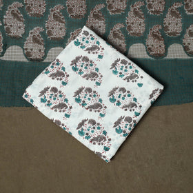 Sanganeri hand block print cotton 3pc unstitched dress