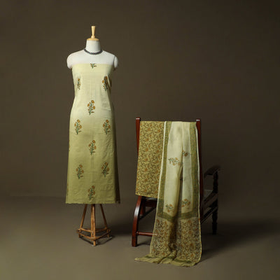 Sanganeri hand block print cotton 3pc unstitched dress