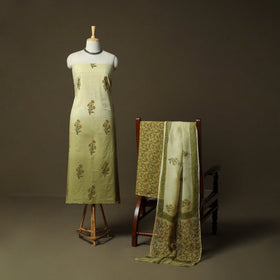 Sanganeri hand block print cotton 3pc unstitched dress