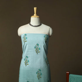 Sanganeri hand block print cotton 3pc unstitched dress