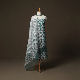 Sanganeri hand block print cotton 3pc unstitched dress