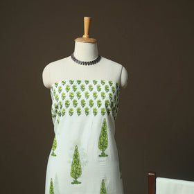 Sanganeri hand block print cotton 3pc unstitched dress