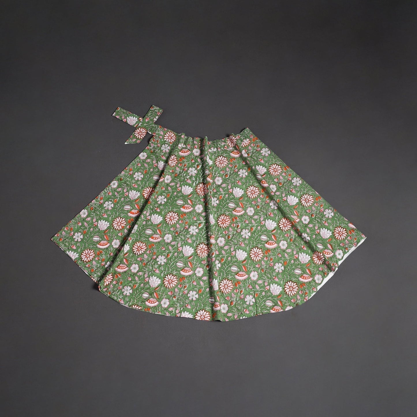 Sanganeri hand cotton wrap around skirt 83 - handcrafted