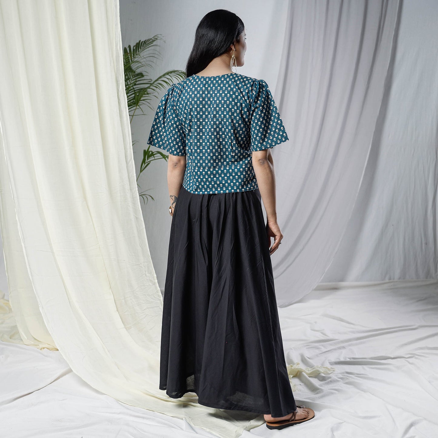 Buy Sanganeri Hand Block Prints Half Sleeve Cotton Crop Top Online at iTokri.com