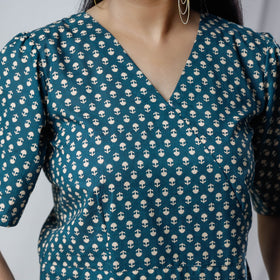 Buy Sanganeri Hand Block Prints Half Sleeve Cotton Crop Top Online at iTokri.com