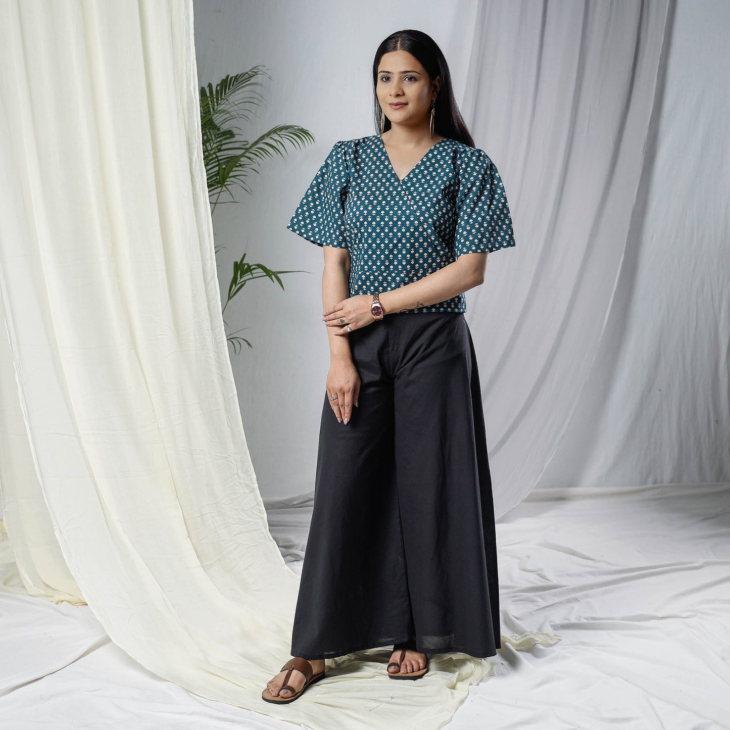 Buy Sanganeri Hand Block Prints Half Sleeve Cotton Crop Top Online at iTokri.com