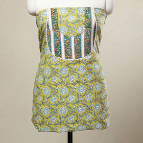 Buy Yellow Sanganeri Print Patchwork Cotton Kurta Material