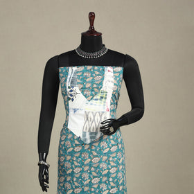 Green - sanganeri patchwork cotton unstitched kurta