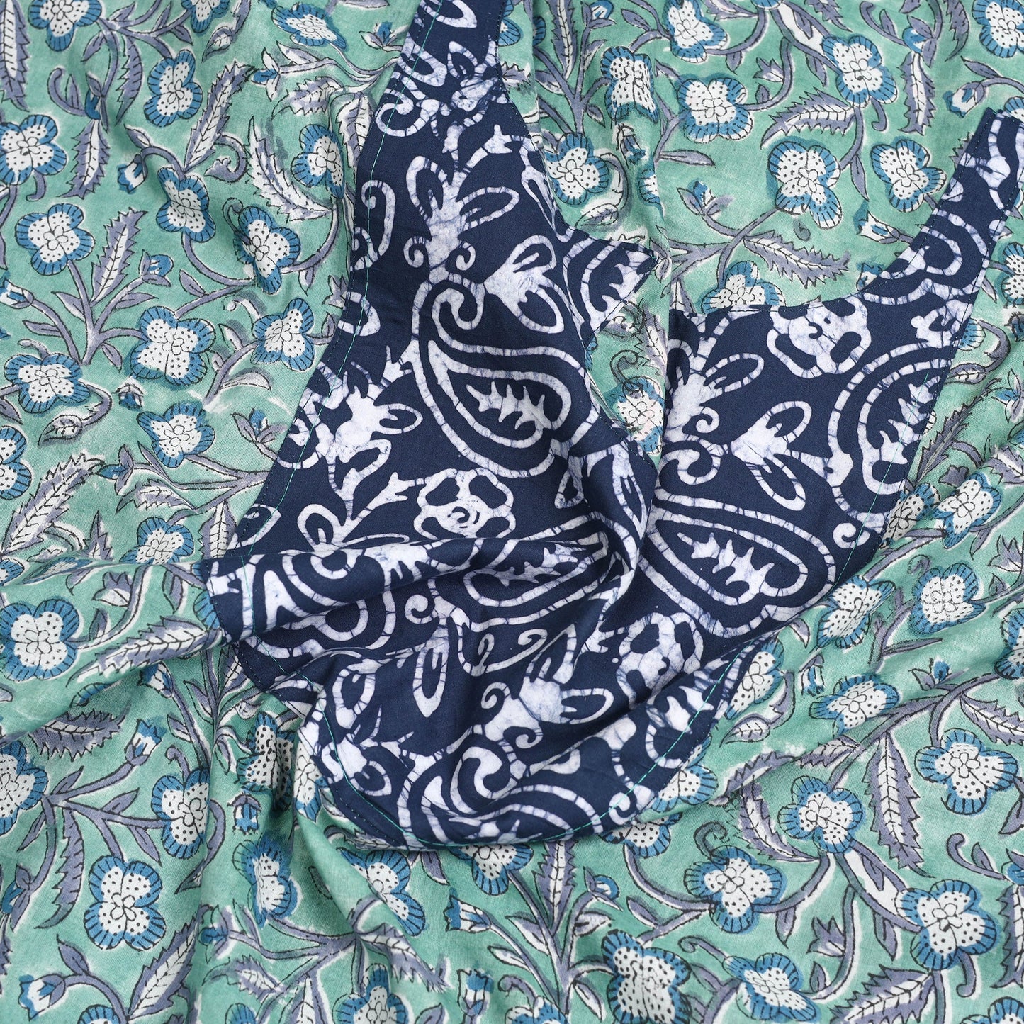 Buy Green Sanganeri Print Patchwork Cotton Kurta Material 