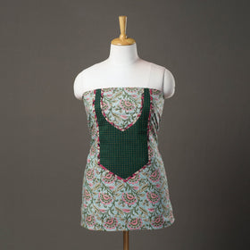  Green Sanganeri Block Print Patchwork Kurta Material