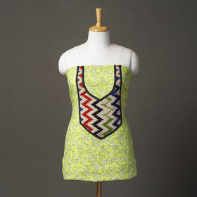 Green - sanganeri patchwork unstitched kurta material (3m)