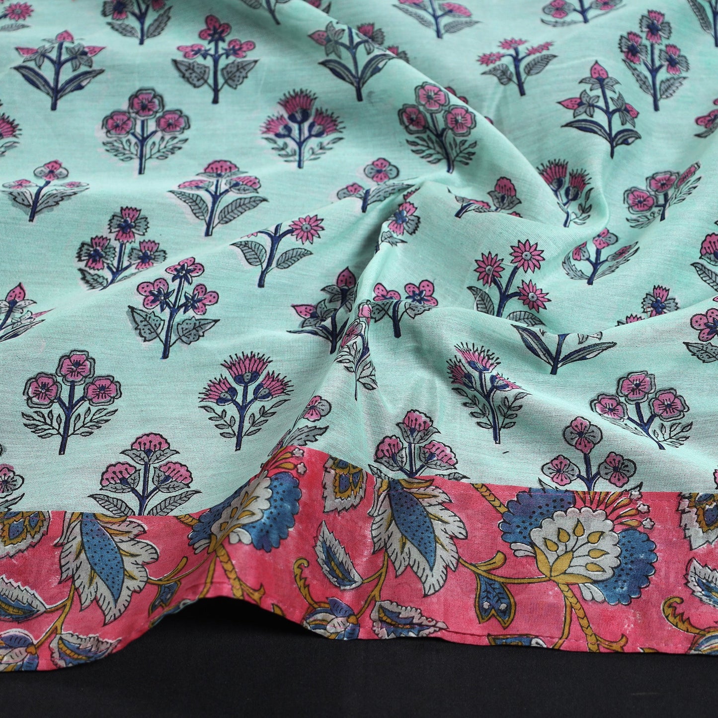 Buy Sanganeri Block Printed Chanderi Silk Blouse Piece Online at iTokri.com