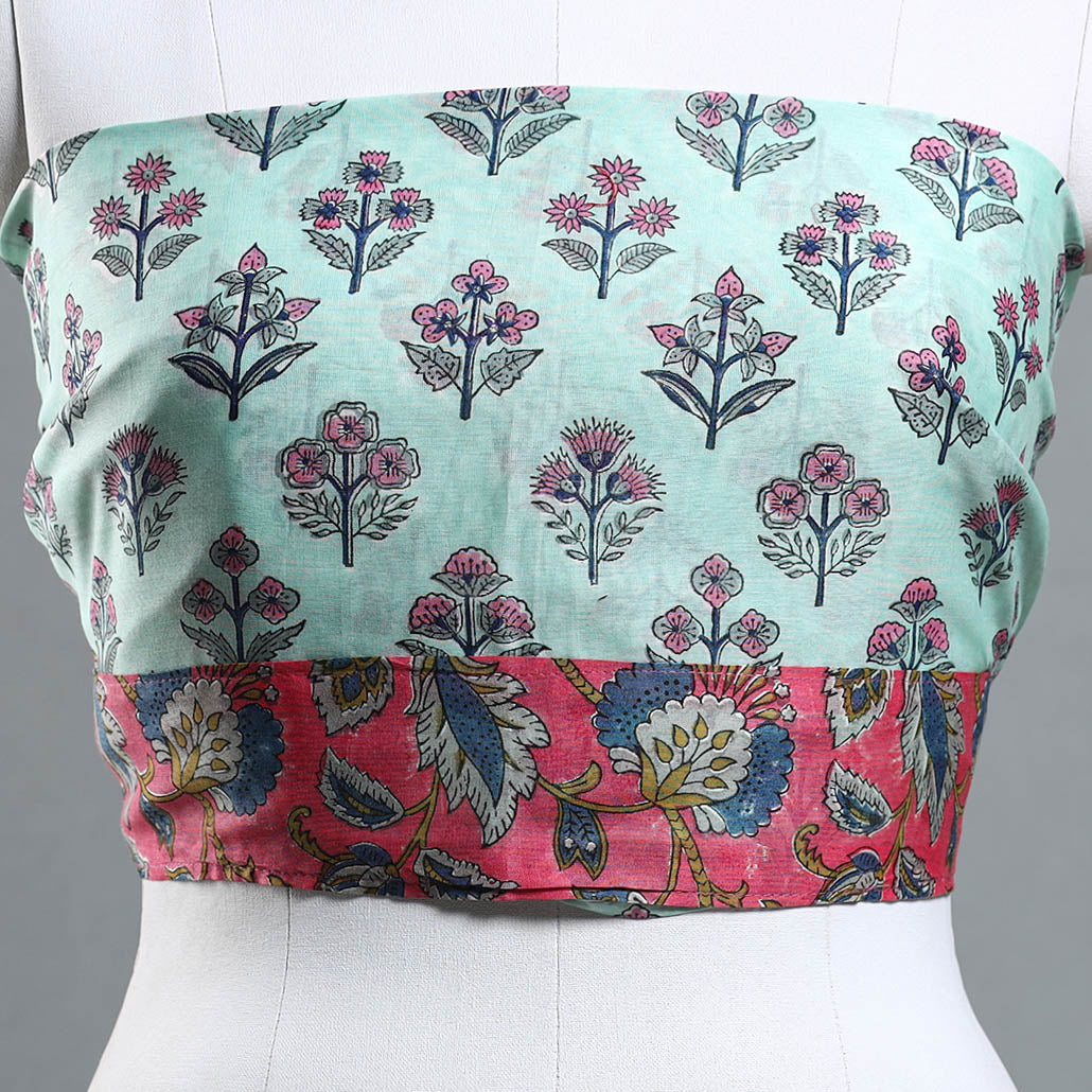 Buy Sanganeri Block Printed Chanderi Silk Blouse Piece Online at iTokri.com