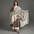  Sanganeri Block Printed Chanderi Silk Zari Border Dupatta 75 
