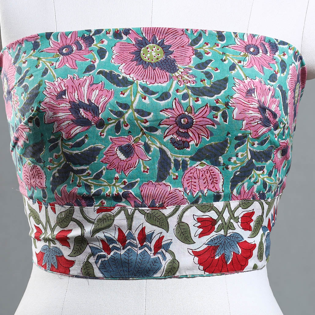 Buy Sanganeri Block Printed Cotton Blouse Piece Online at iTokri.com