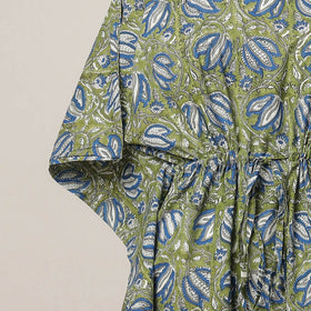 Buy Hand Block Printed Cotton Kaftan with Tie-Up Waist l iTokri.com