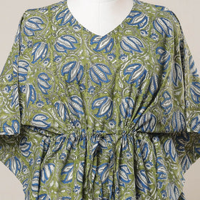 Buy Hand Block Printed Cotton Kaftan with Tie-Up Waist l iTokri.com