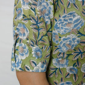 Green - Sanganeri Block Printed Cotton Long Kurta