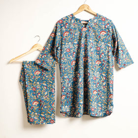Buy Ajrakh Block Printed Cotton Night Suit Set Online at iTokri.com