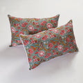BuySanganeri Block Printed Cotton Pillow Cover With Lace (26 x 16 in) - Set of 2 