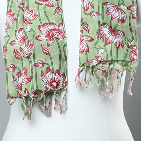  Sanganeri Block Printed Cotton Stole with Tassels 87 