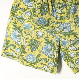 Green - sanganeri printed cotton unisex boxer/shorts