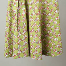 Green - Sanganeri Block Printed Cotton Wrap Around Skirt 08