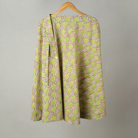 Green - Sanganeri Block Printed Cotton Wrap Around Skirt 08