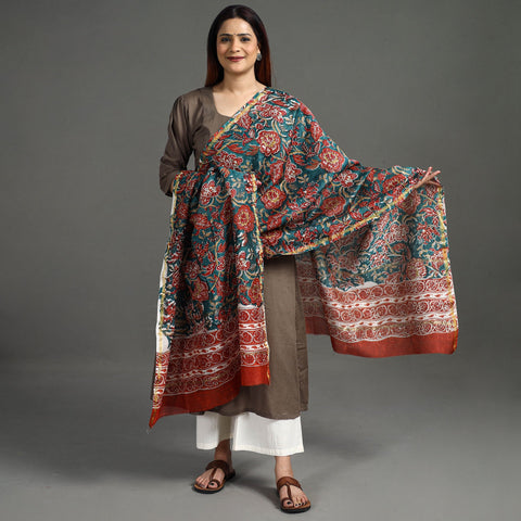 Buy Handloom Chanderi Silk Sanganeri Print Dupatta