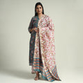  Sanganeri Block Printed Maheshwari Silk Kurta with Palazzo & Dupatta Set Online at iTokri.com