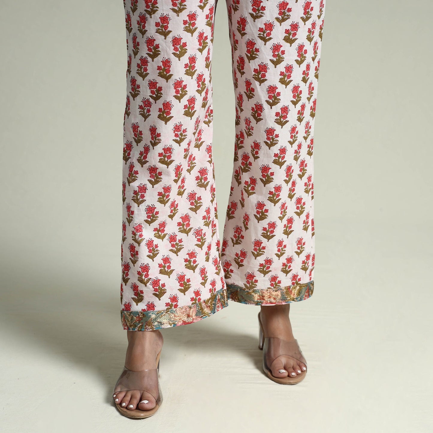  Sanganeri Block Printed Maheshwari Silk Kurta with Palazzo & Dupatta Set Online at iTokri.com