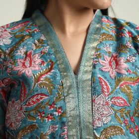  Sanganeri Block Printed Maheshwari Silk Kurta with Palazzo & Dupatta Set Online at iTokri.com