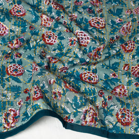 Green - Sanganeri Block Printed Tagai Work Cotton Stole