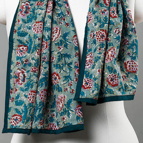 Green - Sanganeri Block Printed Tagai Work Cotton Stole