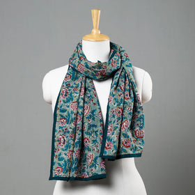 Green - Sanganeri Block Printed Tagai Work Cotton Stole