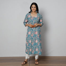 Buy Sanganeri Block Printing Cotton Long Kurta for Women