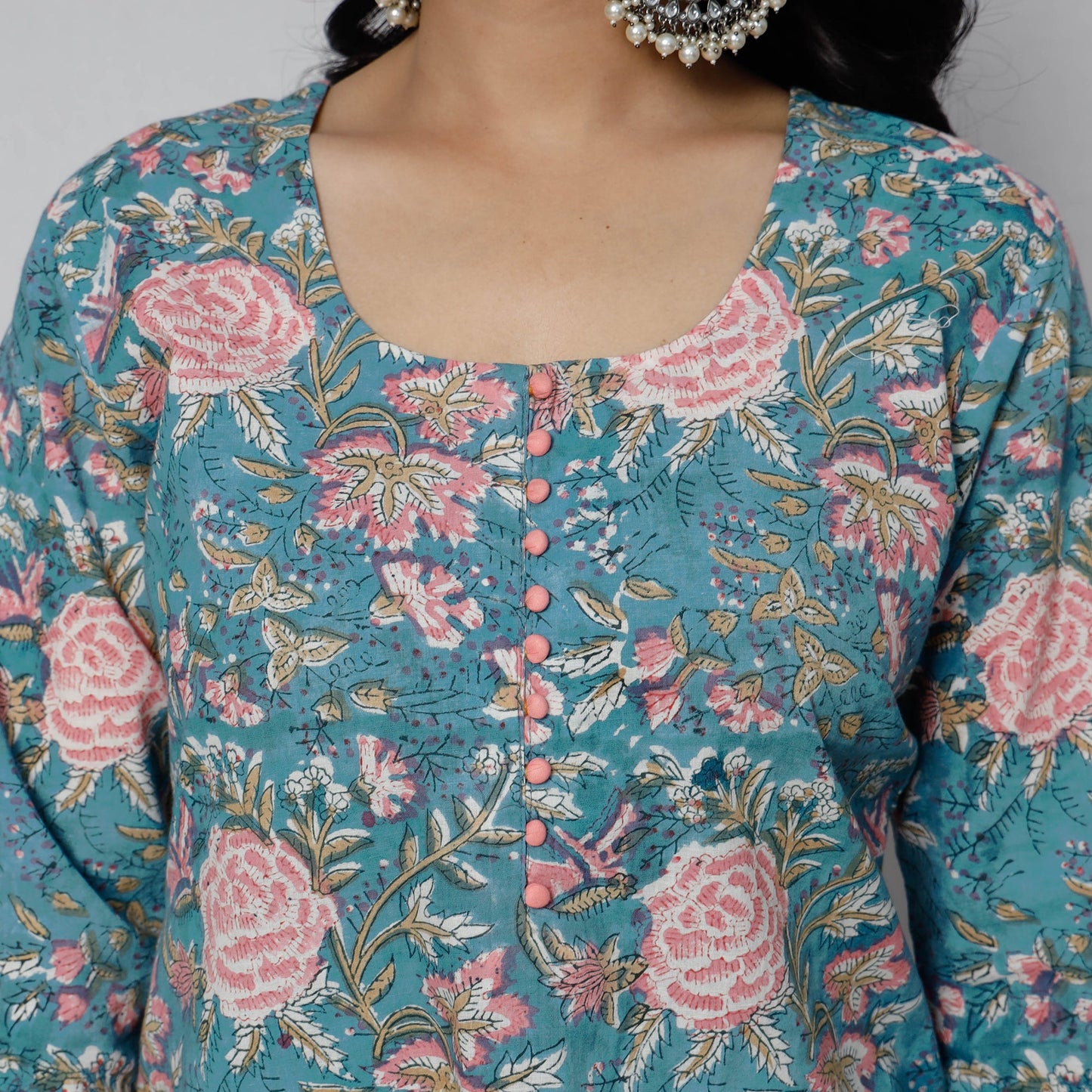 Buy Sanganeri Block Printing Cotton Long Kurta for Women