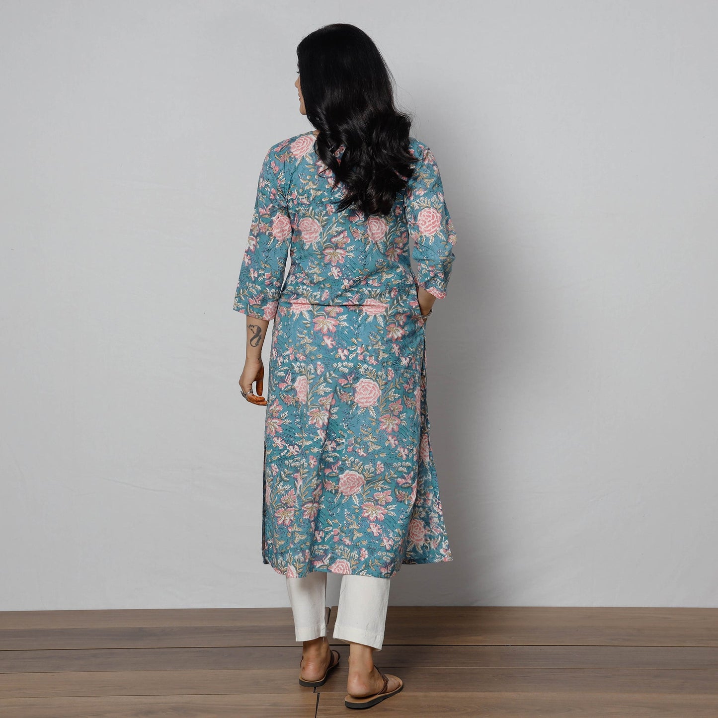 Buy Sanganeri Block Printing Cotton Long Kurta for Women