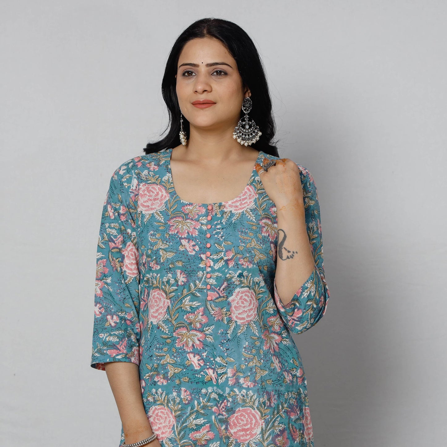 Buy Sanganeri Block Printing Cotton Long Kurta for Women
