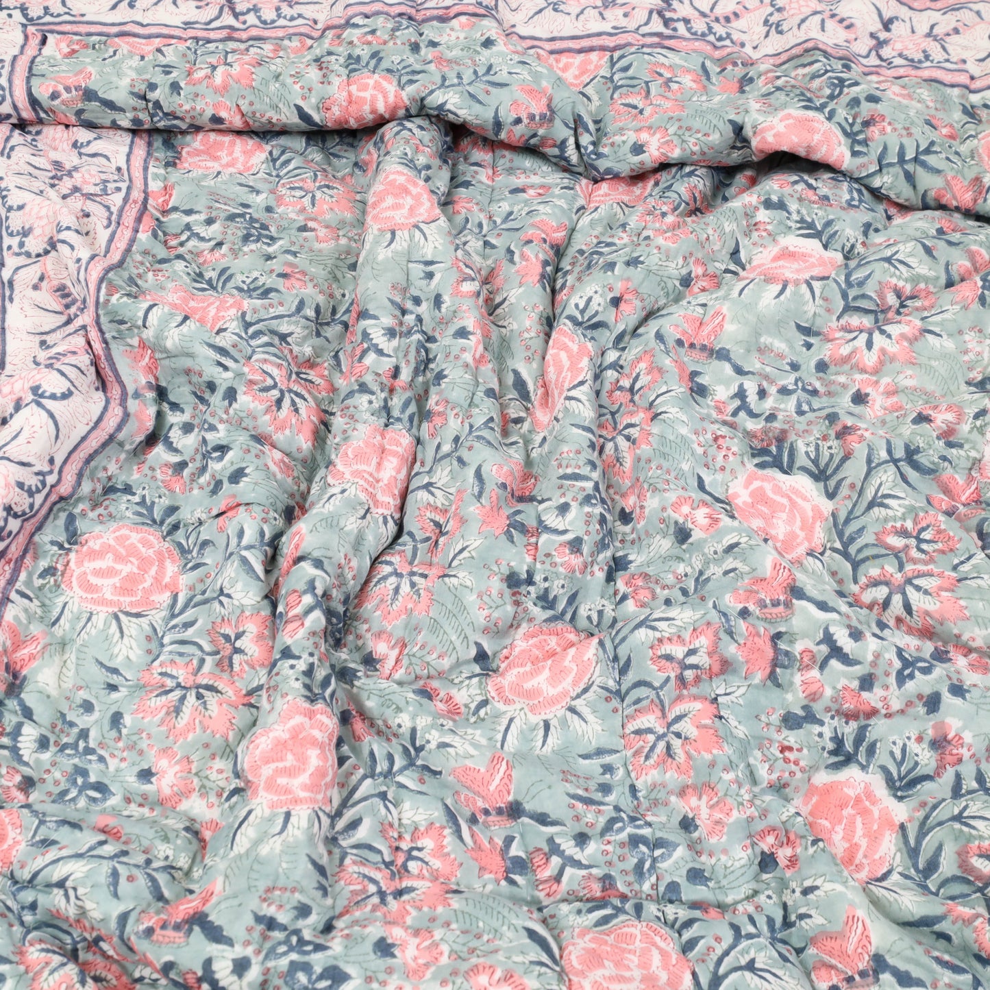  Sanganeri Reversible Double Soft Cotton Quilt/Blanket