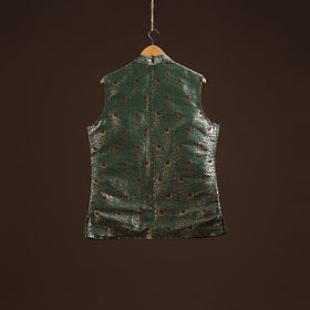 Green - semi silk meena buti brocade banarasi men nehru