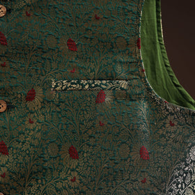 Green - semi silk meena buti brocade banarasi men nehru