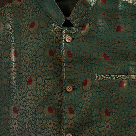 Green - semi silk meena buti brocade banarasi men nehru