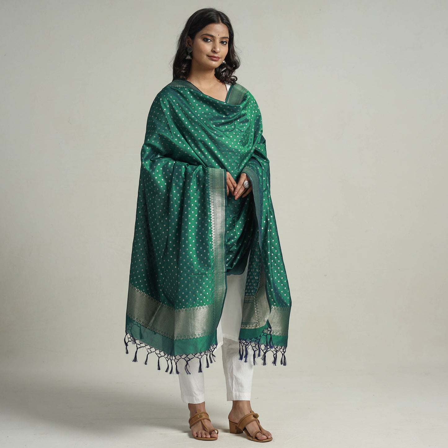 Buy Semi Silk Zari Jaal Banarasi Dupatta 