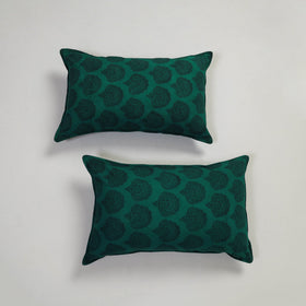  Green Set of 2 Bagh Block Print Cotton Pillow Covers