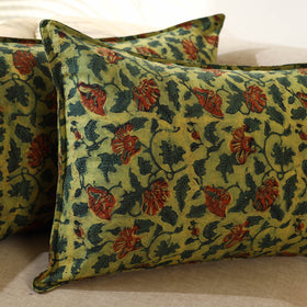 Green - Set of 2 Bagru Block Print Cotton Pillow Covers 19
