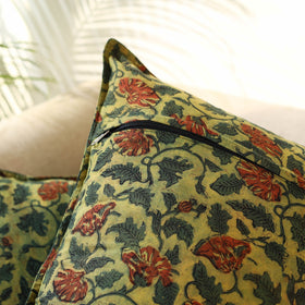 Green - Set of 2 Bagru Block Print Cotton Pillow Covers 19
