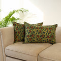 Green - Set of 2 Bagru Block Print Cotton Pillow Covers 19