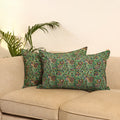 Green - set of 2 bagru hand pillow covers 12 - handcrafted